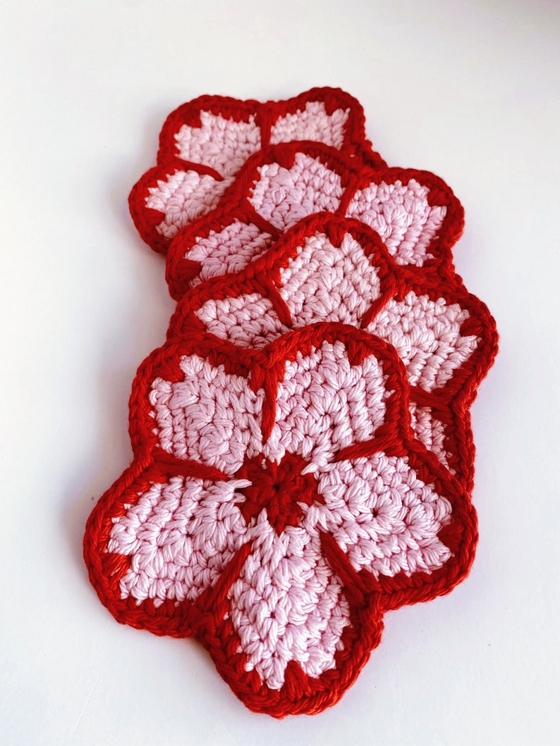 Crochet Cherry Blossom Coaster PATTERN image 3