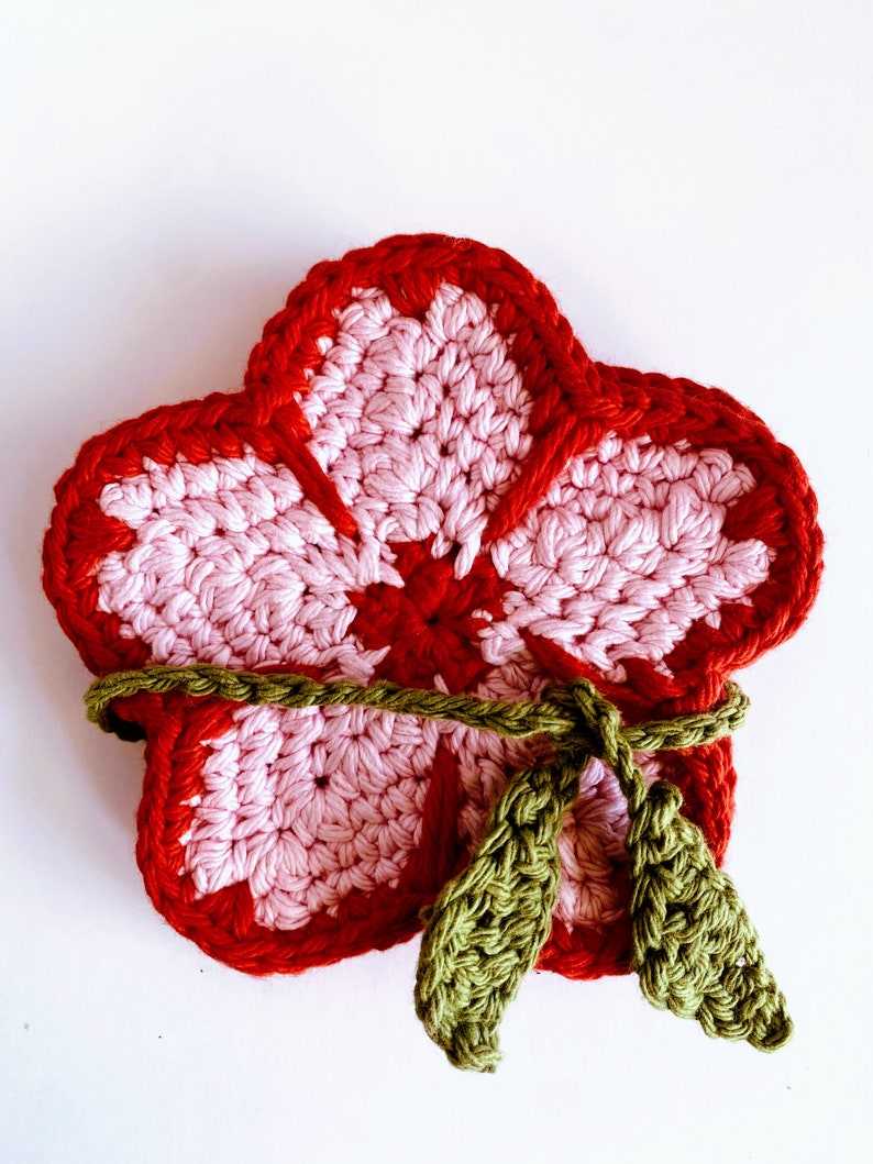 Crochet Cherry Blossom Coaster PATTERN image 7