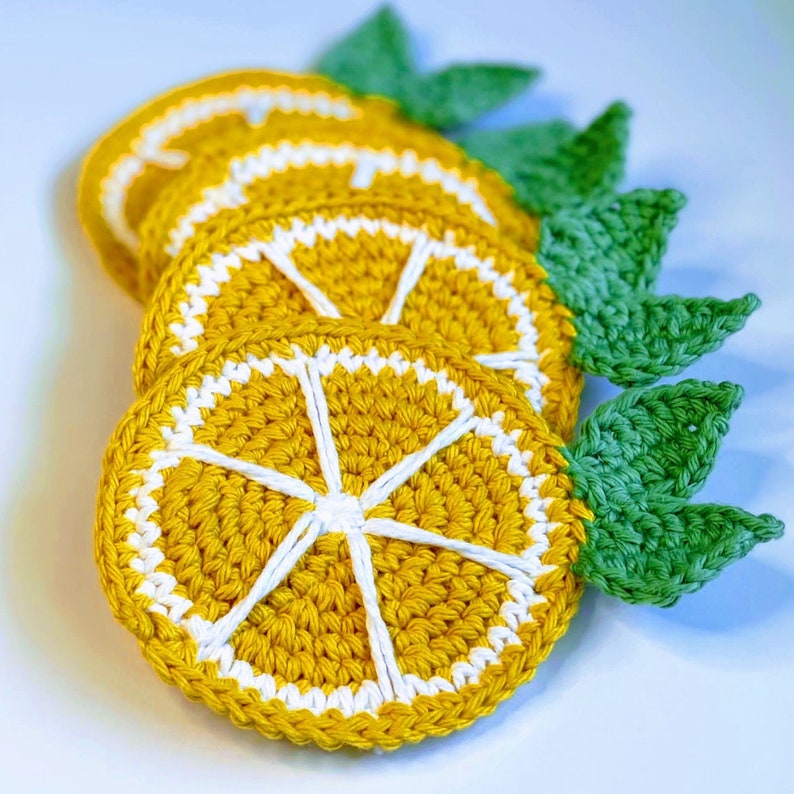 Crochet Lemon Slice Coaster PATTERN image 1