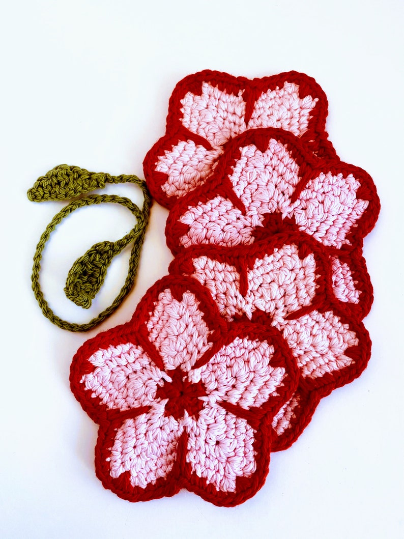 Crochet Cherry Blossom Coaster PATTERN image 5