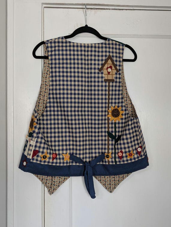 Cottagecore Patchwork Gingham Sunflower Long Vest… - image 6