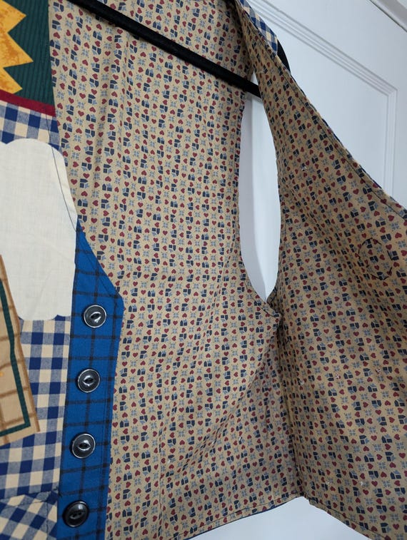 Cottagecore Patchwork Gingham Sunflower Long Vest… - image 5