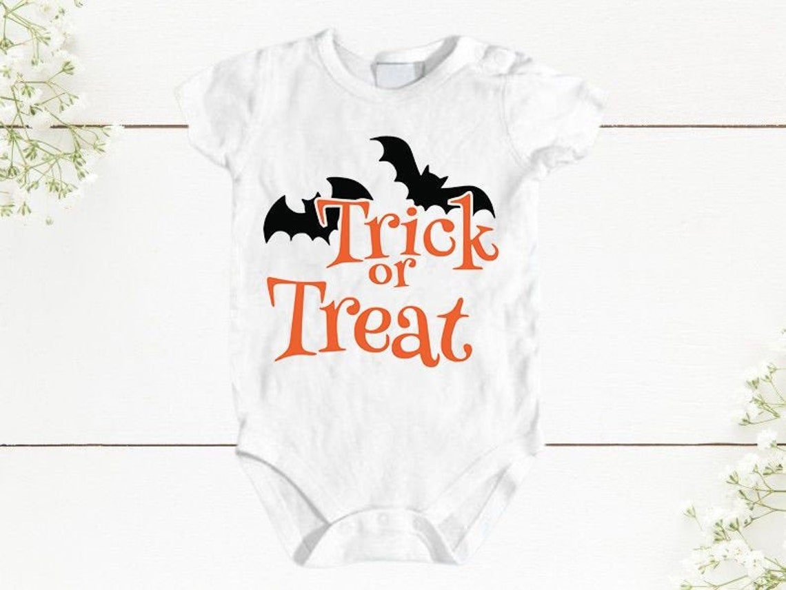 Halloween Baby Onesie Trick or Treat Pumpkin Baby Onesie Etsy