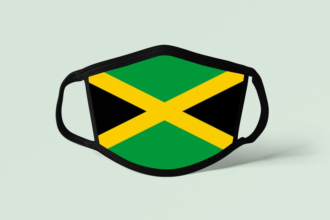 Jamaica Flag Mask Jamaica Mask Jamaica Flag Reusable Face Etsy