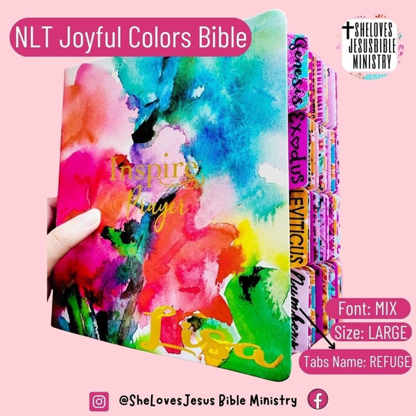 PERSONALIZE Bible, NLT Inspire Prayer Bible , Joyful Colors, Leatherlike, Holy Bible, Gift Bible, With Tabs, With Laminated Tabs