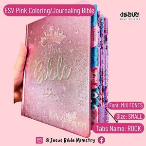 PERSONALIZE Bible, ESV Bible, Pink, Customize Tabs, Hardcover, Christian Bible, Bible for Teens, Bible for Girls, Gift Bible, With Tabs