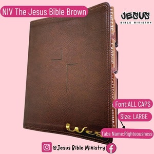 PERSONALIZE Bible, NIV Jesus Brown Bible, Customize Tabs, Soft Leather, Brown, The Jesus Bible, Bible with Tabs, Gift Bible, Bible