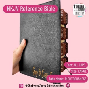 PERSONALIZE Bible, NKJV, Large Print Verse-by-Verse Reference Bible, Maclaren Series, Leathersoft, Black, Holy Bible, With Laminated Tabs,