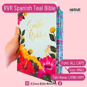 PERSONALIZE Bible,Reina Valera 1960, Santa Biblia, Spanish Bible RVR 1960,Custom Name & Laminated Tabs,Tapa Dura/Tela, Floral, Spanish Bible