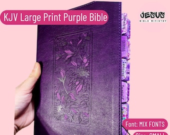 PERSONALIZED BIBLE, KJV Large Print Holy Bible,Purple, Bible with Tabs, Custom Name,Custom Tabs, King James Version Only, Leatherlike,