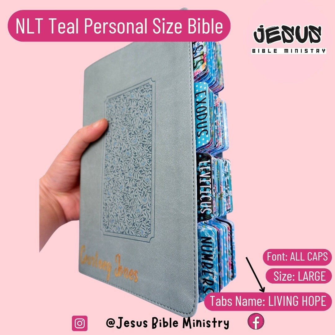 PERSONALIZE Bible, Custom Name &amp; Tabs, NLT Large Print, Leather Like ...