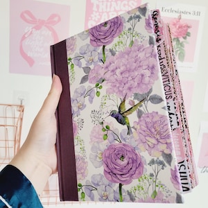 PERSONALIZE Bible, KJV Study Bible - Large Print, Hummingbird Lilacs, Holy Bible, Gift Bible, With Custom Laminated Tabs