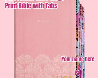 PERSONALIZE Bible, NASB Large Print Bible Tabs Applied,Soft Leather,Red Letter,Custom Name & Tabs, Holy Bible, Floral Bible, Christian Gifts
