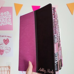 Personalized NIV & KJV Parallel Bible: Pink Leatherlike Cover, Custom Tabs