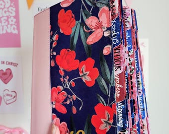 Personalized NLT Life Application Study Bible: Pink Evening Bloom, Laminated Tabs