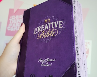 Personalized KJV Bible, Purple Faux Leather, Journaling Bible with Laminated Tabs