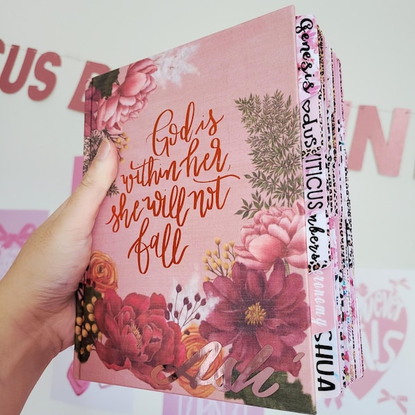 Personalized NIV Journaling Bible with Tabs, Pink Floral, Laminated Tabs, Pink Bible, Hard Cover, Christian Gifts, Pink Bible, Holy Bible