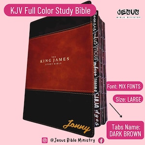 PERSONALIZE Bible, KJV Study Bible, Soft Leather, Red Letter, Customize Tabs, Holy Bible, Bible with Tabs, Gift Bible, Bible, Christian Gift