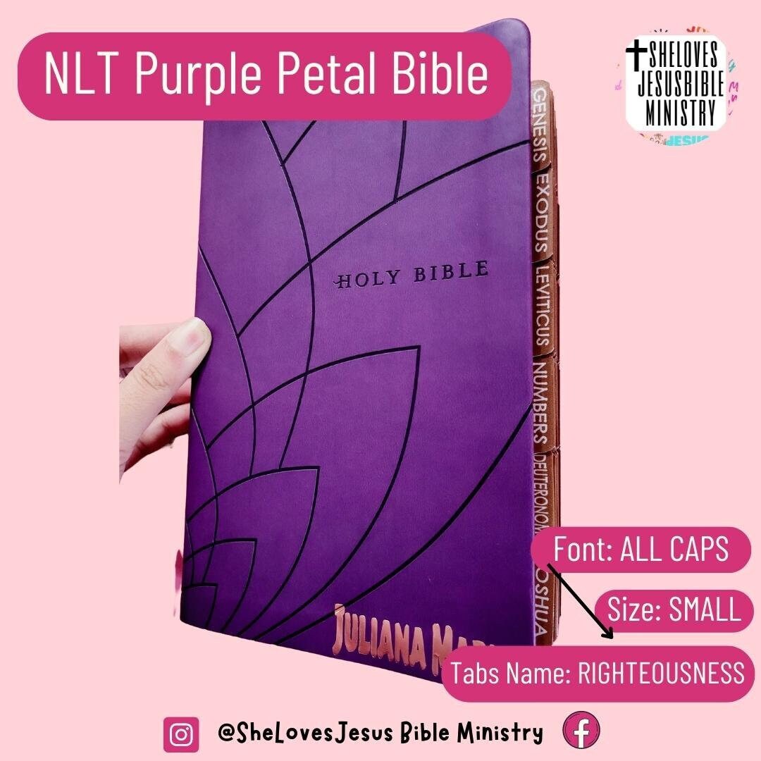 PERSONALIZE Bible, NLT Purple Bible, Soft Leather, Handy Size, Holy