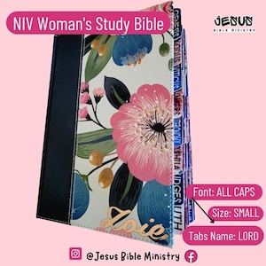 Personalized NIV Woman's Study Bible: Blue Floral Cloth Cover, with Tabs