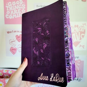 PERSONALIZED BIBLE, KJV Large Print Holy Bible,Purple, Bible with Tabs, Custom Name,Custom Tabs, King James Version Only, Leatherlike,
