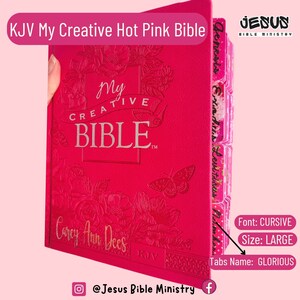 PERSONALIZE Bible, KJV Journaling Bible, Pink Hardcover Faux Leather, Customize Tabs, Holy Bible, Bible with Tabs, Gift Bible, King James