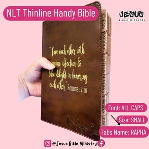 PERSONALIZE Bible, NLT Thinline Reference Holy Bible, Rustic Brown, Leatherlike, Gift Bible, With Tabs, With Laminated Tabs,