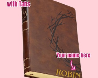 Personalize KJV Holy Bible with Tabs : Veganleather, Giant Print, Bible with Laminated Tabs Installed, Holy Bible, Bible for Men
