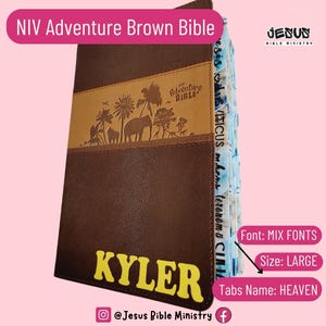 Personalized NIV Kids Bible: Brown Leather, Laminated Tabs