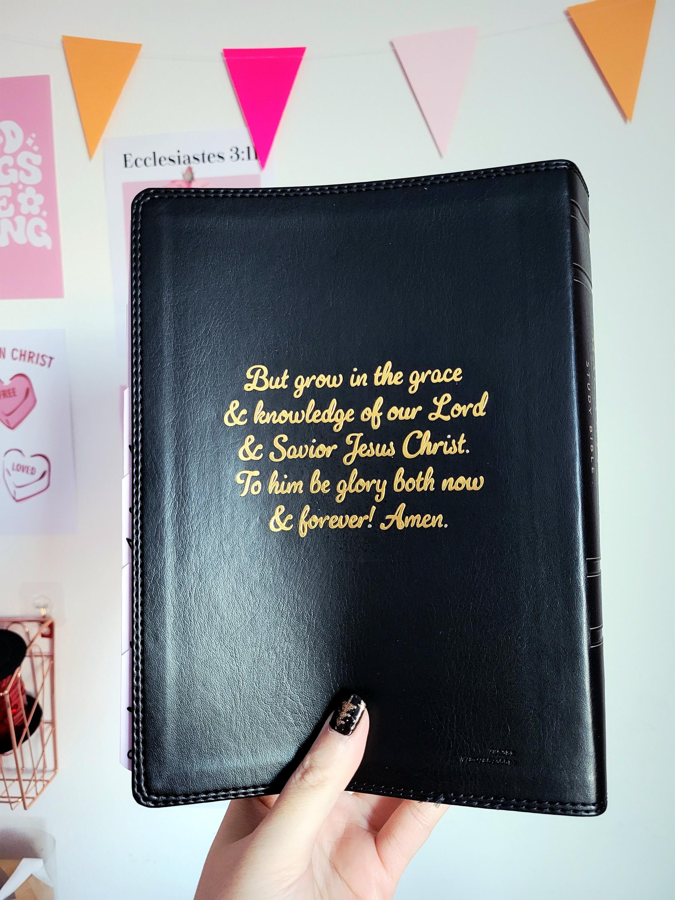 Personalized ESV MacArthur Study Bible: Black Leathersoft with 