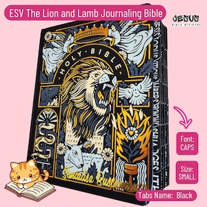 PERSONALIZE Bible, ESV Journaling Bible, The Lion and the Lamb Custom Name & Laminated Tabs, ESV Bible, Customize Tabs, Custom Name