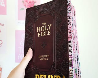 PERSONALIZED BIBLE, KJV Giant Print, Brown Mahogany, Bible with Tabs, Custom Name, Custom Tabs, King James Version Only, Leather like