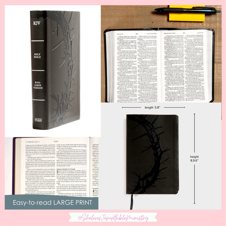 PERSONALIZED BIBLE KJV Giant Print Charcoal Bible With Etsy