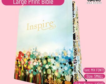 Personalized NLT Inspire Prayer Bible: Floral Fields, Giant Print Bible, Bible with Tabs, Holy Bible, NLT Giant Print Bible, Christian Gifts