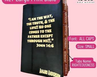 PERSONALIZE Bible, NLT Giant Print, Black, Custom Name & Tabs, , Leather Like, Gift Bible, Holy Bible, Bible with Tabs