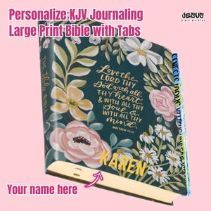 PERSONALIZE Bible, KJV Holy Bible, Large Print Journaling Bible, Ally Dark Teal Floral, Holy Bible, Gift Bible, KJV Journaling Bible