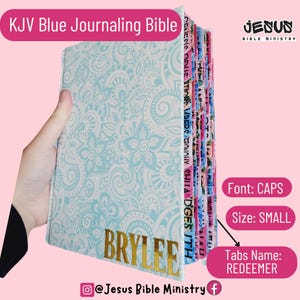 PERSONALIZE Bible,Custom Name & Tabs, KJV Journaling Bible, Cloth Overboard, Customize Tabs, Holy Bible, Bible with Tabs, Gift Bible