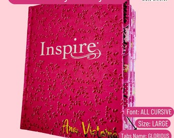 Personalized Inspire Bible NLT, Pink Peony LeatherLike, Journaling Bible with Tabs