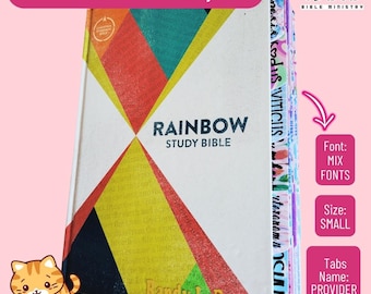May include: A rainbow-colored hardcover study Bible with the title "Rainbow Study Bible" in large, bold letters. The book has a geometric design with red, yellow, and orange shapes. The author's name, Randy L. Payne, is printed at the bottom.