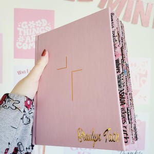 PERSONALIZE Bible, Custom Name & Laminated Tabs,NIV Bible, Leathersoft over Board, Pink Bible, Customize Tabs, Gift Bible,Bible with Labels