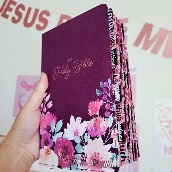 Personalized KJV Bible: Large Print, Purple Floral Faux Leather