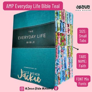 PERSONALIZE BIBLE, Amplified Bible, Leathersoft, Teal, The Everyday Life Bible, With Tabs, With Laminated Tabs, With Custom Laminated Tabs