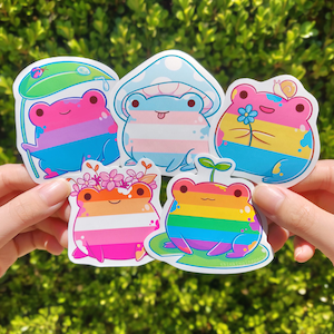 Pride Frog Charity Stickers | LGBTQ Flag Frog | Gay Pride Sticker Decal