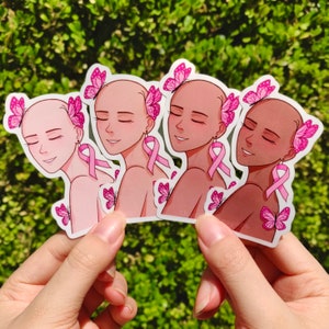 Stickers voor liefdadigheidsorganisatie Breast Cancer Awareness - roze lint (4 ontwerpen)