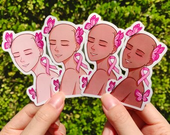 Pegatinas benéficas para la concienciación sobre el cáncer de mama: lazo rosa (4 diseños)