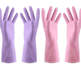 Heavy Duty Reusable Gloves 2 Packs 2 Pairs Scrub Buddies Size Medium Pink 