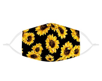 Doad Protective Covering for Outdoor,Sunflowers Printed Scarf Dust-Proof Washable Face Protective for Adults