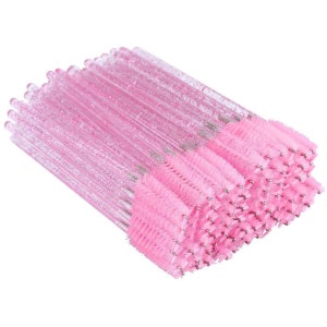 50x Disposable Crystal Eyelash Brush Mascara Wands Applicator Makeup Tool Pink Glitter