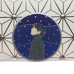 Sticker miroir mat Taehyung Chutes de neige - Stickers BTS - Stickers mignons - Stickers K-Pop - Stickers mats - Kim Taehyung - BTS V
