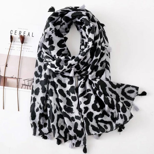 Chic Leopard Pattern Scarf | Beach Sarong Wrap Cover Ups Skirt | Animal Print Shawl Wrap Soft Lightweight and Comfortable